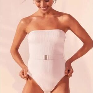 Abercrombie and Fitch Belted Ribbed One-Piece Swimsuit